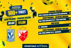 AdmiralBet 100+ tiket - Mateus, korneri, kartoni, Zvezdi barem poluvreme za kvotu 111,80